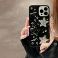 thumbnail image 2 of for iPhone XR Case Bling Stars 3D Hearts Diamond Twinkle Star Glitter Y2K Spark Luxury Girly Aesthetic Personalized Design for Women Girls Teens Soft Transparent TPU Case, 6.1", Black, 2 of 11