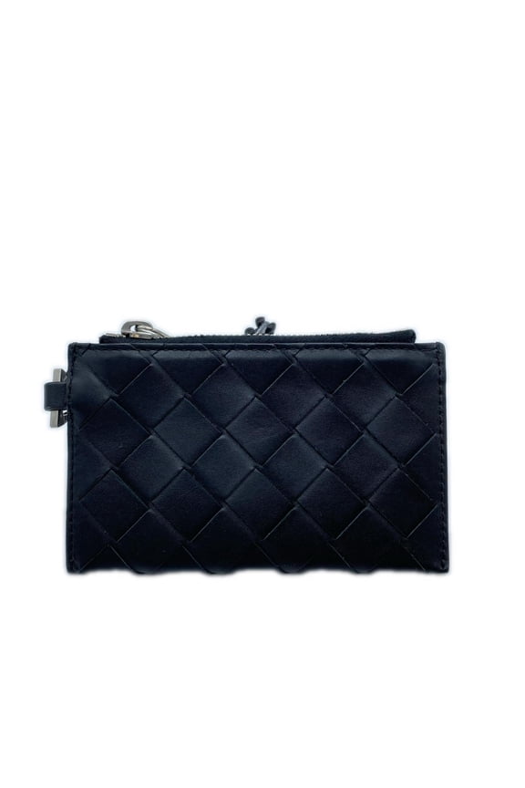Pre-Owned BOTTEGA VENETA Intrecciato Medium Maxi Leather Coin Case (650529VCPQ33152) - Black...