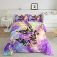 thumbnail image 2 of Purple Marble Comforter Sets Butterfly Bed Set,Gradient Marbling Twin Bedding Set,Abstract Ombre Ink Fluid Art Duvet Insert Rustic Animal Dreamy Butterflies Room Decor Aesthetic, 2 of 7