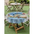 thumbnail image 4 of Outdoor Tablecloth with Umbrella Hole for Patio/Picnic/Party/Camping, Blue Coastal Starfish Waterproof Table Cloth Round Cover Washable, Vintage Wooden Nautical Coral Summer (Dia 60"), 4 of 8