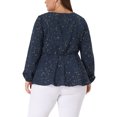 thumbnail image 3 of Agnes Orinda Women's Plus Size Valentines Day Tops Long Sleeve V Neck Peplum Ruffled Elastic Waist Blouses 3X Navy Blue, 3 of 6