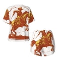 thumbnail image 5 of Lsque Vintage Cowboy On A Bronco Horse Women's Short-Sleeved Pajama Set - 2 Piece Soft and Lightweight Sleepwear Set-Medium, 5 of 9