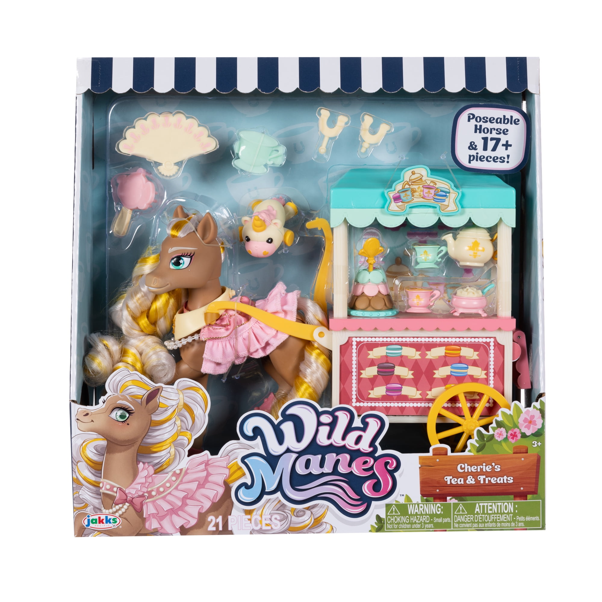 Wild Manes Cherie's Tea Party Articulated Fashion Horse Doll and Pink Cart Playset