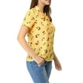 thumbnail image 4 of INSPIRE CHIC Women's Short Sleeve Tie Bow Neck Printed Blouse XS Yellow-Cherry, 4 of 7