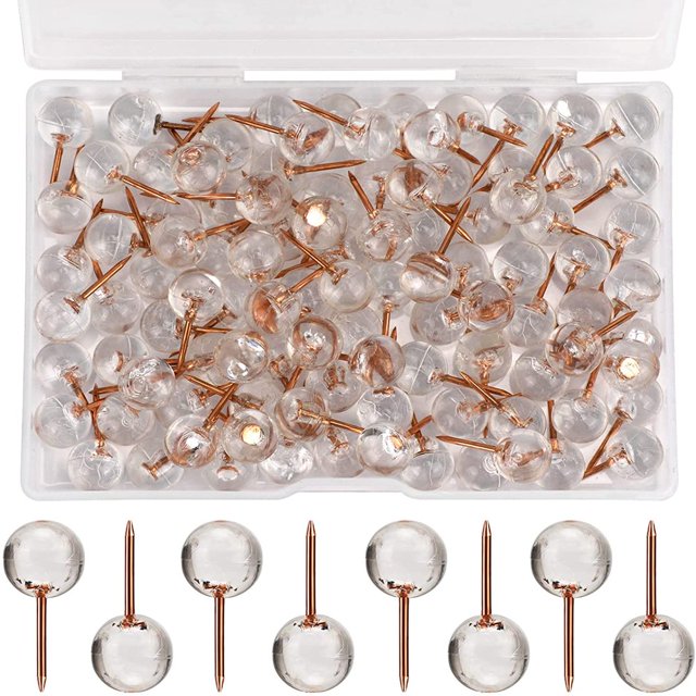 HLONK 100 Pcs Épingles à Maquettes en Plastique pour Photos Cartes Murales Tableau d'Affichage Or Rose
