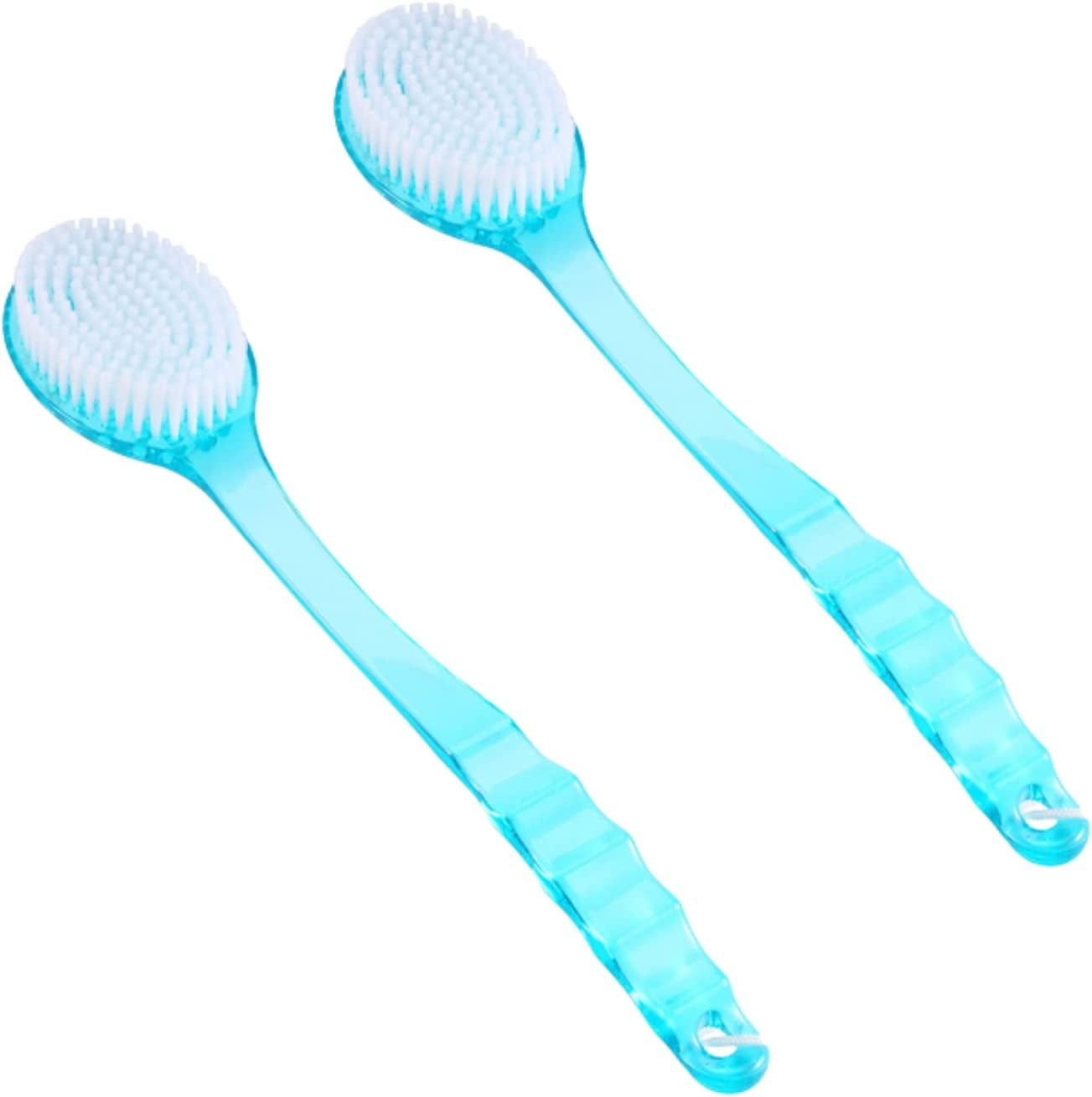 2 Pack Back Bath Brush, Curved Long Handle Shower Brush with Bristles