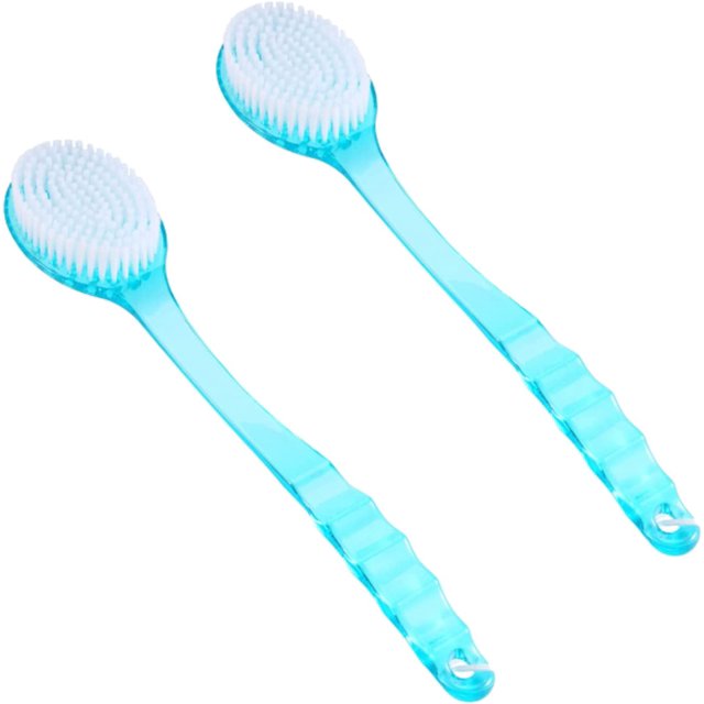 2 Pack Back Bath Brush, Curved Long Handle Shower Brush with Bristles