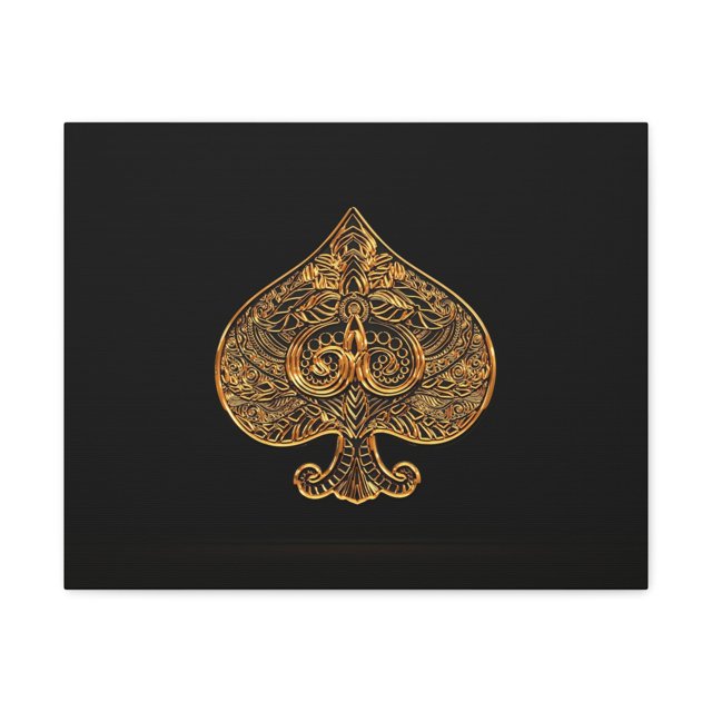 3D Gold Spades Playing Card Canvas Wall Art for Home Decor Ready-to-Hang
