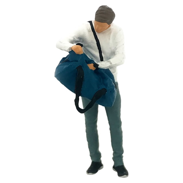 Minifigura de diorama a escala 1/64, escenario de tren y carretera, decoración de escritorio, accesorios y suministros look bolso hombre blanco