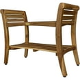 thumbnail image 2 of Compact Rectangular Teak Shower / Outdoor Bench with Shelf and Curved Liftaide Arms in Brown Finish, 2 of 3
