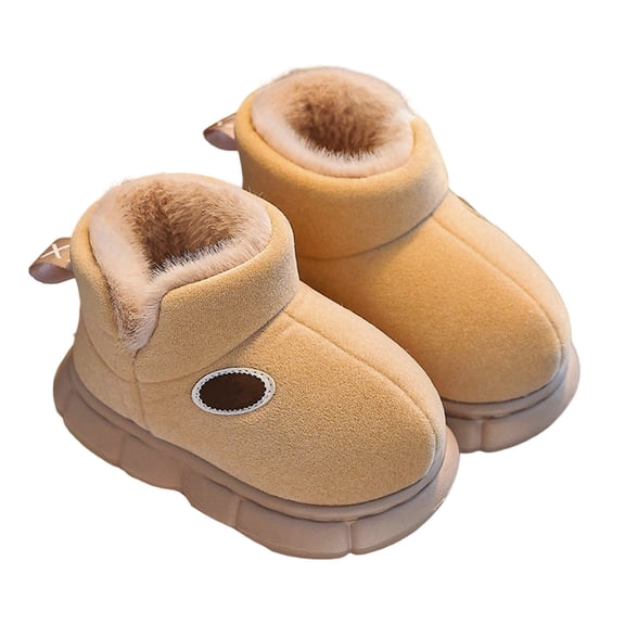 lnmuld Snow Boots for Girls Winter Warm Lined Girls Boots Non Outdoor Soft Sole Childrens Ankle Booties Toddler Casual Footwear Solid Color Size:3.5-4 Years