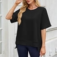thumbnail image 6 of Inverlee Womens Raglan Round Neck Short Sleeve Sweatshirts Side Slit Loose Fit Lightweight Casual Tops Lounge Soft Stretchy Everyday Tees, 6 of 9