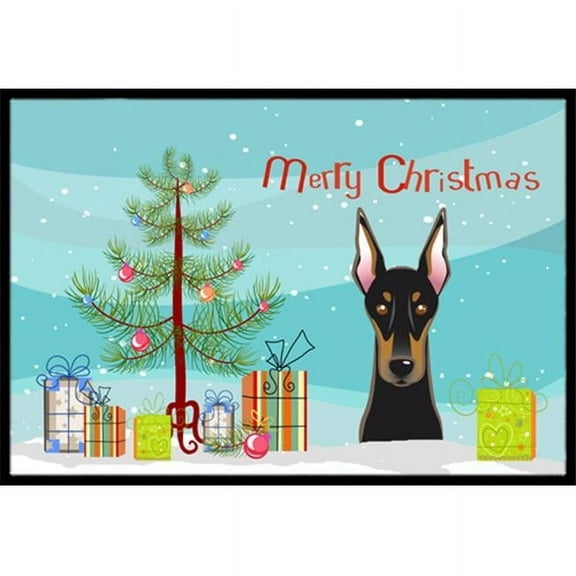 Carolines Treasures Christmas Tree & Doberman Indoor or Outdoor Mat, 24 x 36