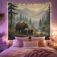 thumbnail image 2 of Bear Family Walking Through Evergreen Forest, Serene Rustic Style for Wildlife Lovers, Nature Wall Decor, Housewarming Gift, Tapestry Wall Hanging for Bedroom and Cabin, 2 of 7