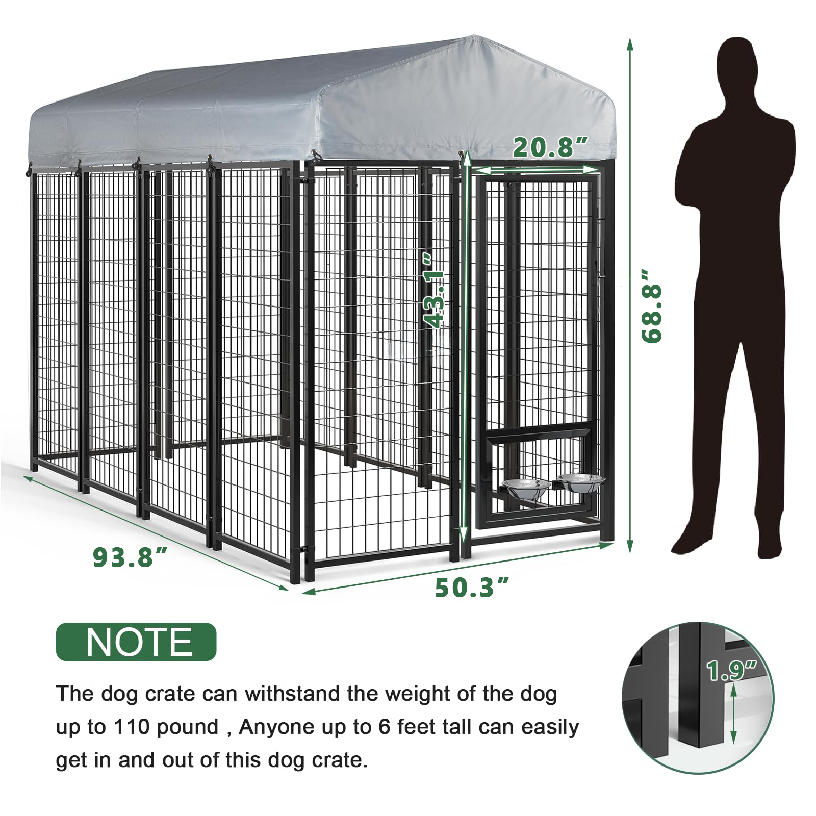 Waleaf Outdoor Dog Kennel, Large photo 7
