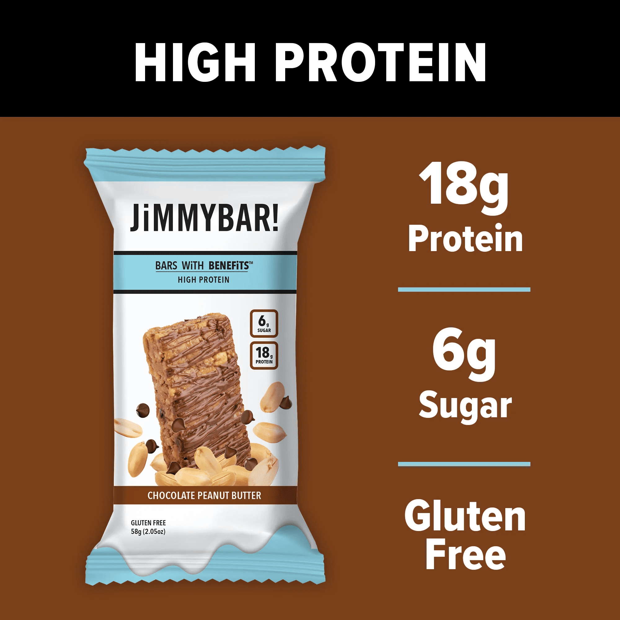 JiMMY! Chocolate Peanut Butter Protein Bars, 12 Count