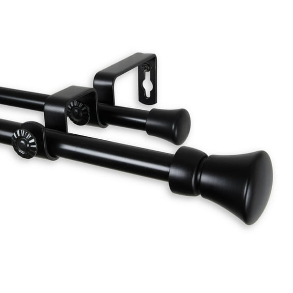 Lewis Double Curtain Rod 5/8 inch dia. 48-84 Inch - Black