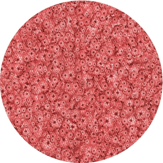 Ahgly Company Indoor Round Patterned Ferrari Red Area Rugs, 5' Round