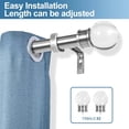 thumbnail image 4 of Urbanest Adjustable Single Curtain Rod Set Crystal Ball Finials – 1 -Inch Diameter, With Brushed Steel Rod, 28–48 Inches, 4 of 6