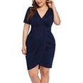 thumbnail image 5 of Aiyino Womens Plus Size Short Sleeve Deep V Neck Bodycon Wrap Dress with Front Slit, 5 of 6