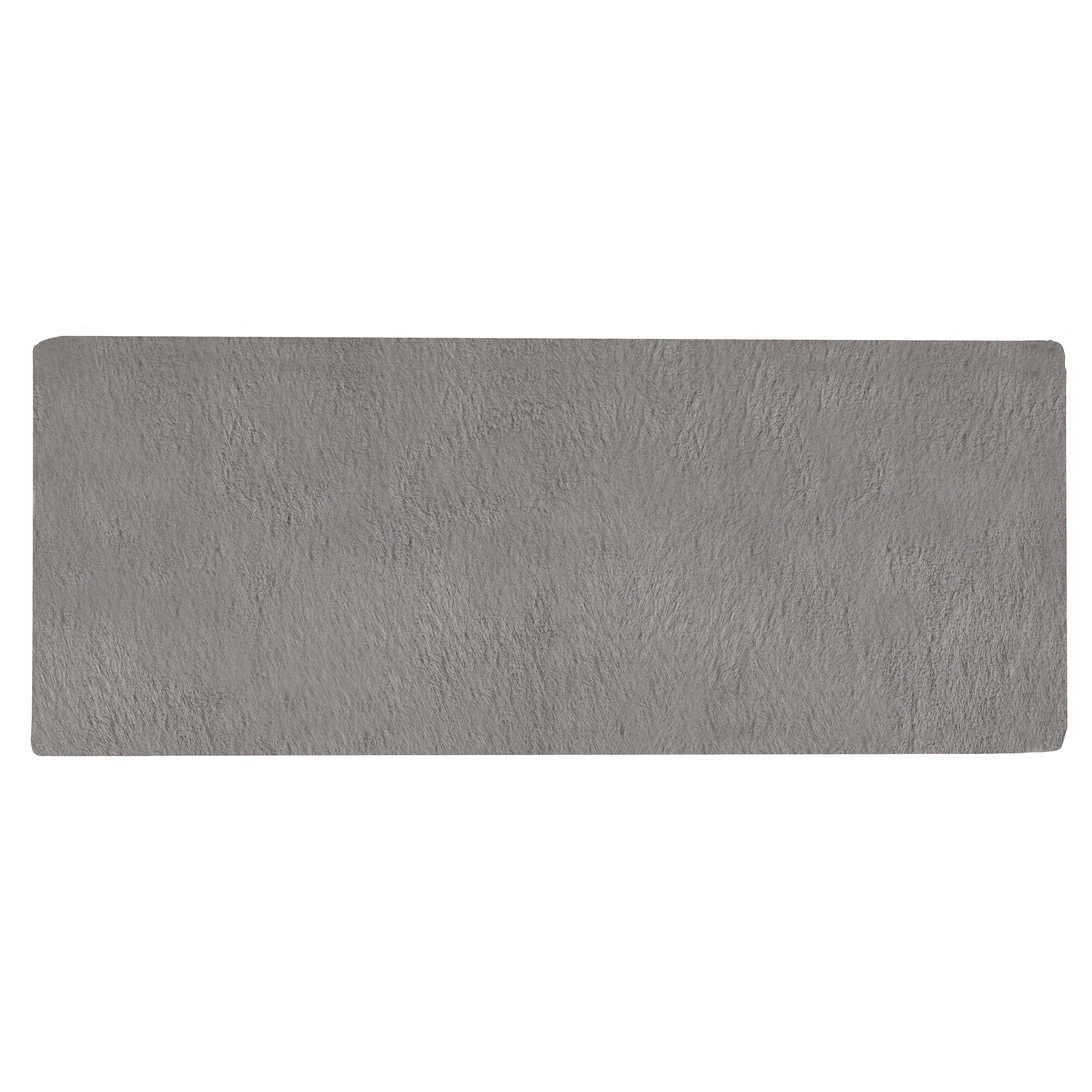 Home-Complete 24x60 Large Faux Fur Bath Mat for Hallway or Kitchen, Machine Washable Nonslip Rug, (Gray)