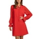 thumbnail image 1 of Txlixc - Mini vestido de manga larga con volantes de malla transparente para mujer, informal, con cuello en V, ahuecado, línea A, vestidos cortos fluidos Txlixc Moda, 1 of 9