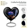 thumbnail image 3 of Musical Instrument Heart Shaped Urn for Human Ashes, Funeral Urns for Women, Urns for Ashes, Cremation Urns for Men & Women, Memorial Urn, Large 8-Inch Urn with Velvet Bag for Home Display, 3 of 5