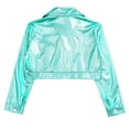 thumbnail image 3 of iixpin Metallic Zipper Coat for Girls Boys Motorcycle Biker Jacket Hip-Hop Jazz Dance Costume Dancewear Light Green 10, 3 of 4
