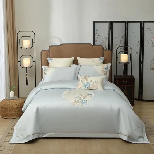 Thl1131 Juego de Ropa de Cama de Algodón Egipcio Oriental Clásico Bordado Funda Nórdica