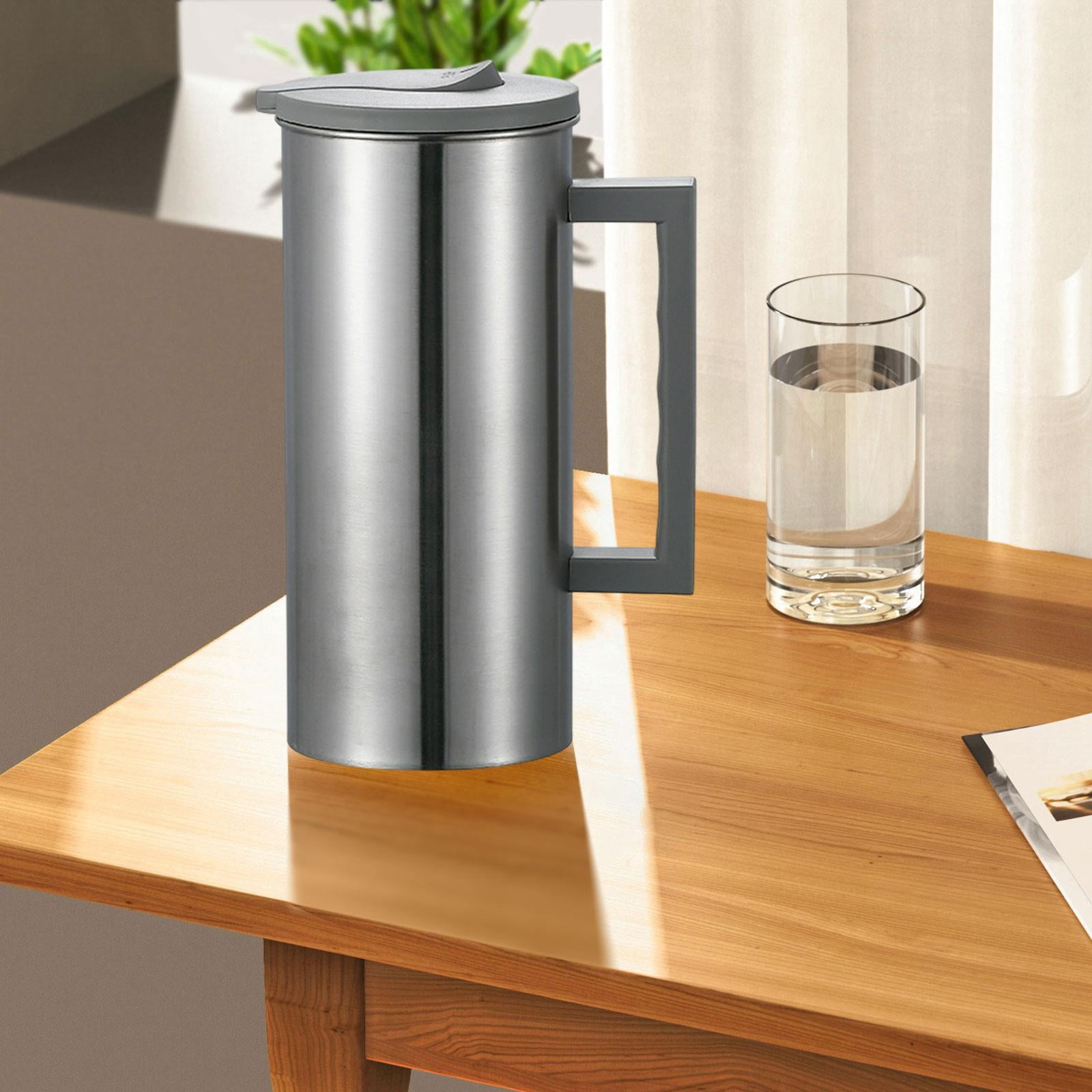 Fancyes Stainless Steel Pitcher Carafe 1800 ml Household Tea Kettle Metal Pitcher Water Jug for Gatherings Juice Milk Grey