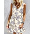 thumbnail image 1 of Nouvelle Robe d'Été pour Femmes Col en V Imprimée Robe Ligne A Sans Manches Robe de Plage Mini Robe, 1 of 6