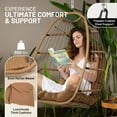 thumbnail image 3 of SereneLife Foldable Egg Chair with Stand – Hanging Rattan Wicker Swing for Indoor Outdoor Use – 350 lbs Capacity, Breathable Cushion & Headrest – Patio, Balcony, Porch, Bedroom Lounge Furniture, 3 of 8