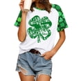 thumbnail image 3 of SLADYGLO Women Letters Shamrock Printed Crew Neck Raglan Short Sleeve T-Shirt, 3 of 7