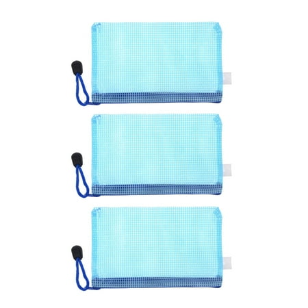 Unique Bargains 3 PCS Stationery Holder A5 Paper Document File Bag Folder Clear Blue