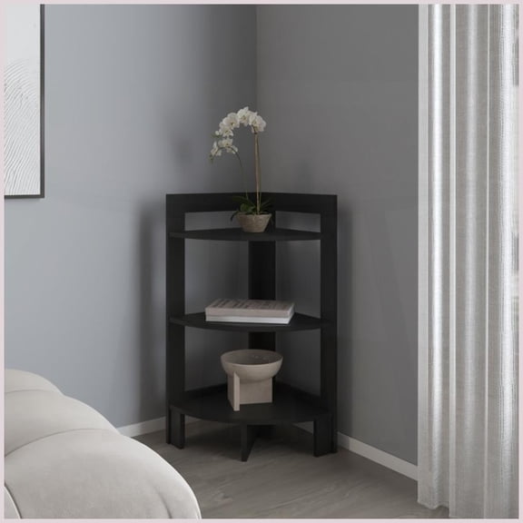 Sharon Black Corner Coffee Table for Living Room - 3-Tier Shelves Space-Saving Storage for Small Homes