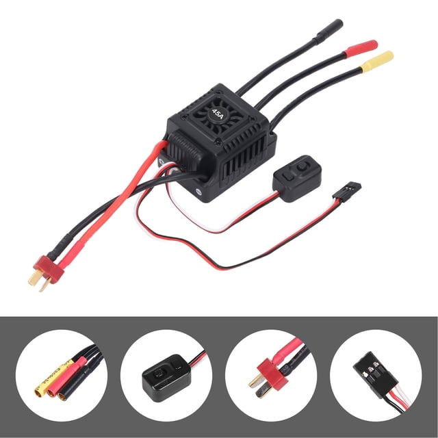 Controlador De Velocidad Electrónico 45A, Motor Sin Escobillas RC ESC T Plug 5.85V 3A BEC Salida Con Ventilador De Refrigeración Para Camión De Recorrido Corto 1/10
