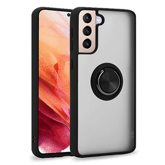 For Samsung Galaxy S22 Plus 5G / SM-S906 Impact Metal Ring Holder Stand Magnetic Car Mount Protective Hybrid Case Cover Black