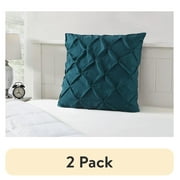 (2 pack) Mainstays Teal Pintuck Diamond Pleat Microfiber Sham, Euro Sham