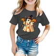 thumbnail image 2 of Ulanda Toddler Baby Girl Halloween Shirt Ghost Tshirt Spooky Season Short Sleeve Tee Top Kid Fall Clothes (Grey, 5-6 Years), 2 of 7