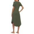 thumbnail image 4 of URMAGIC Women's Cotton V Neck Short Sleeve Nightshirt w Pocket Loose Nightgown Pjs Dress, 4 of 5