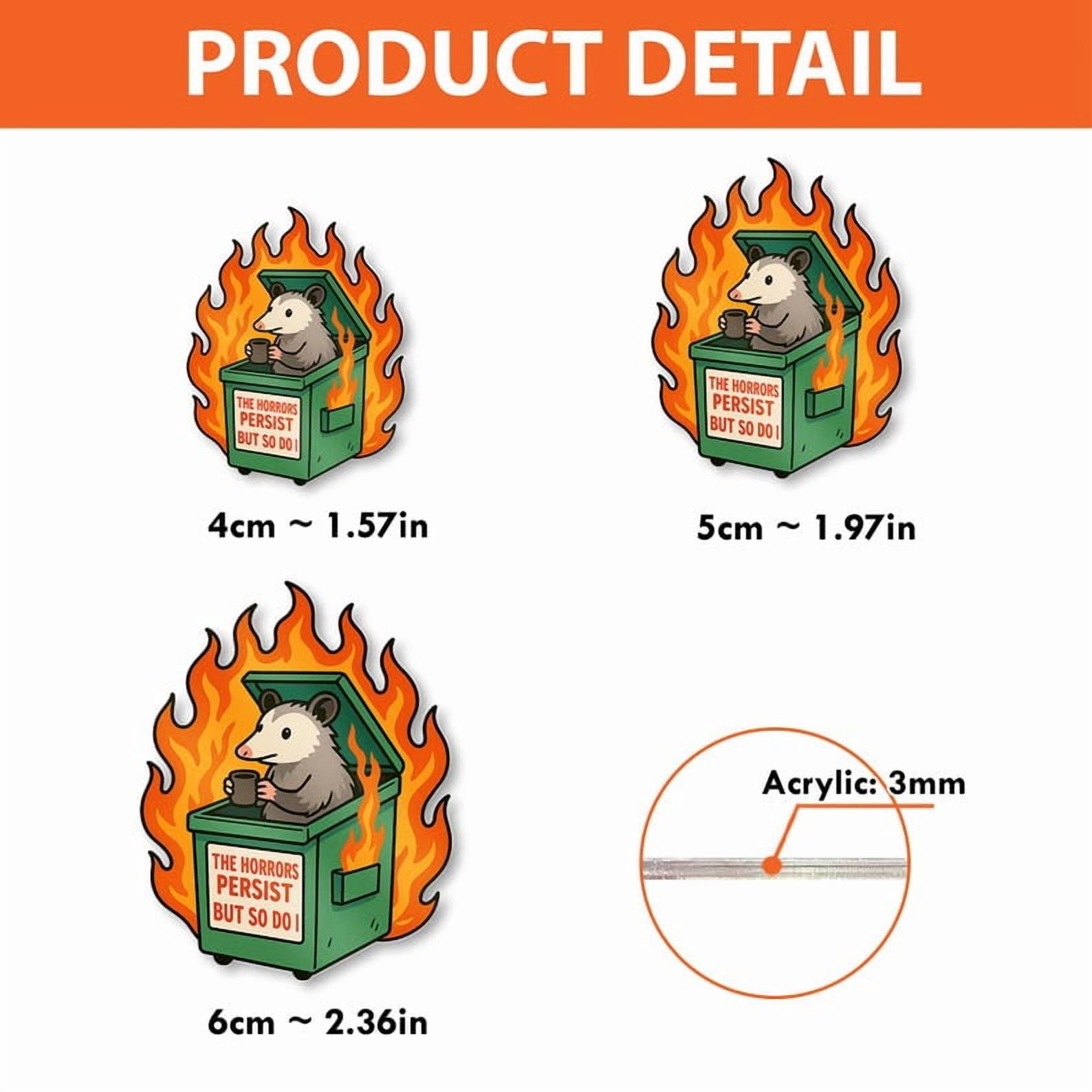 ViciArt Funny Possum Dumpster Fire Badge Reel, Acrylic Retractable ID Holder, Sarcastic Clip