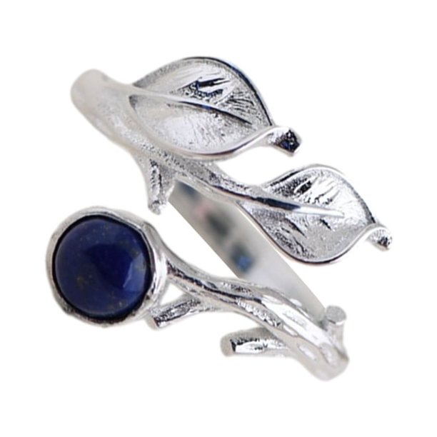 Guardurnaity Anillo abierto vintage de plata de ley S925 con delicada incrustación de lapislázuli La plata S925 no es alérgica Ropa, zapatos y accesorios Miscelánea Lapislázuli