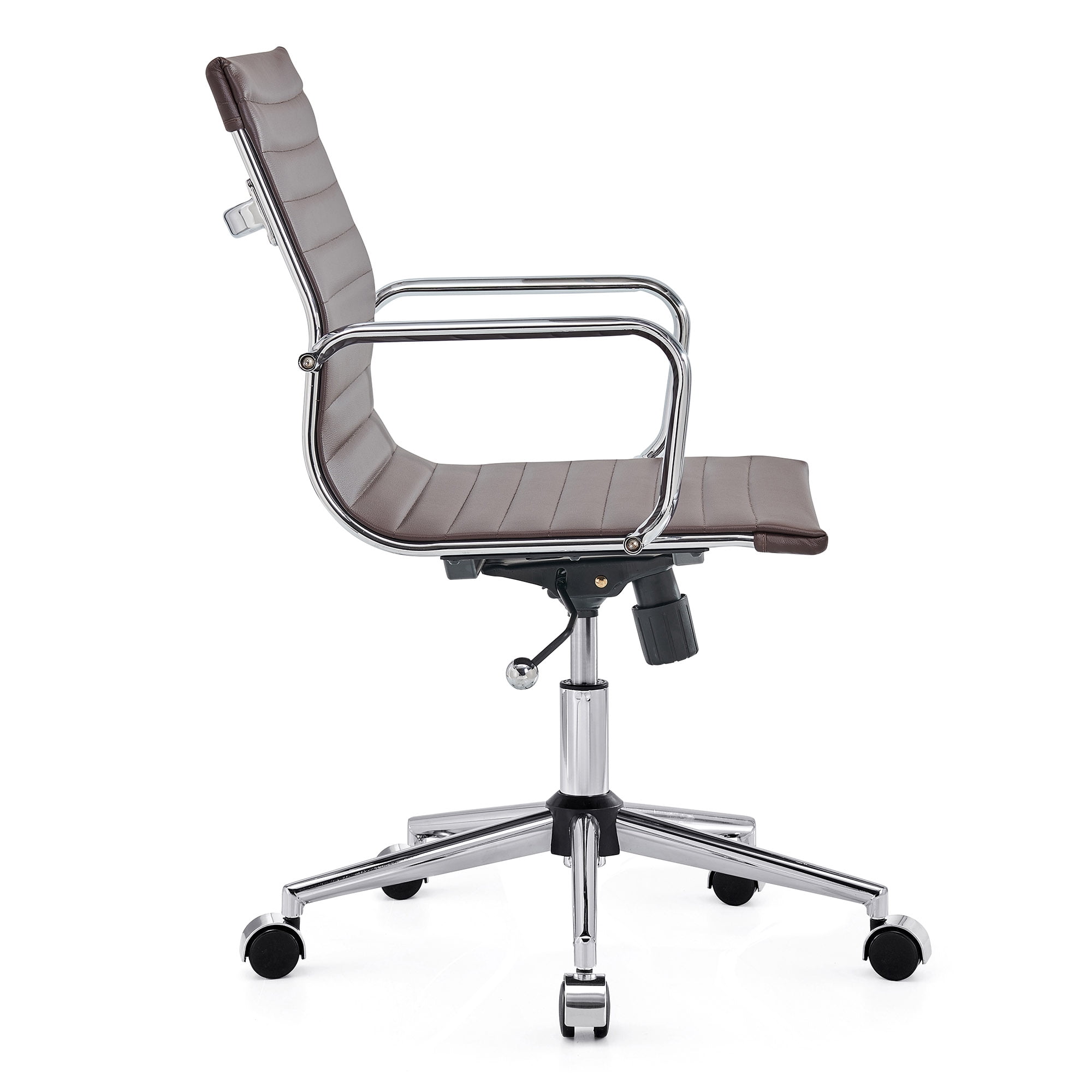 LUXMOD Mid Back Home Office Desk Chair Task Chair with Armrest Swivel Chair in Durable Vegan Leather Ergonomic Desk Chair for Extra Back and Lumbar Support