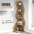 thumbnail image 5 of Fnova 70" 5-Tier Corner Shelving Unit, Modern Tall Storage Shelf Bookcase Plant Stand Organizer Unit for Home Office Living Room Bedroom, Woodtone, 5 of 19