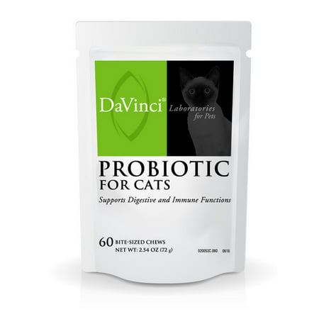 Davinci Labs Probiotic for Cats Support Digestive Tract Health and Immune Functions, Gastrointestinal, 60 Bite Size Chews, 72