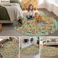 thumbnail image 5 of Boho Green Flowers Round Area Rug 7Ft Washable Circle Rugs for Dorm Laundry Room, Spring Abstract Watercolor Floral Leaf Non-Slip Carpet Floor Mats Indoor Outdoor Carpet Runner Aesthetic Home Decor, 5 of 8
