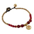 thumbnail image 2 of Mystical Aum or Om Red Quartz and Brass Beads Jingle Bell Bracelet, 2 of 5