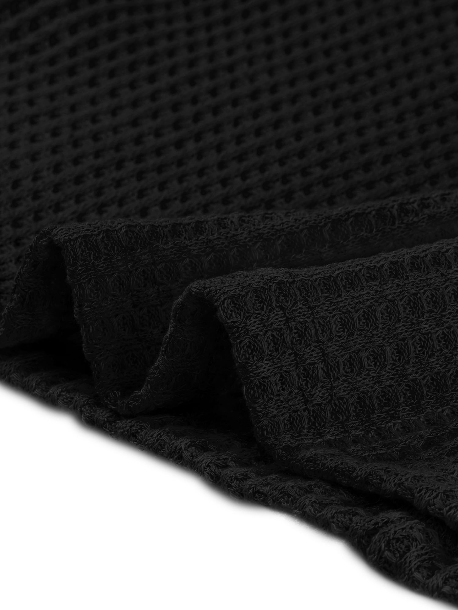 Women's Waffle Knit V Neck Long Sleeve Casual Blouse Lightweight Top XL Black
