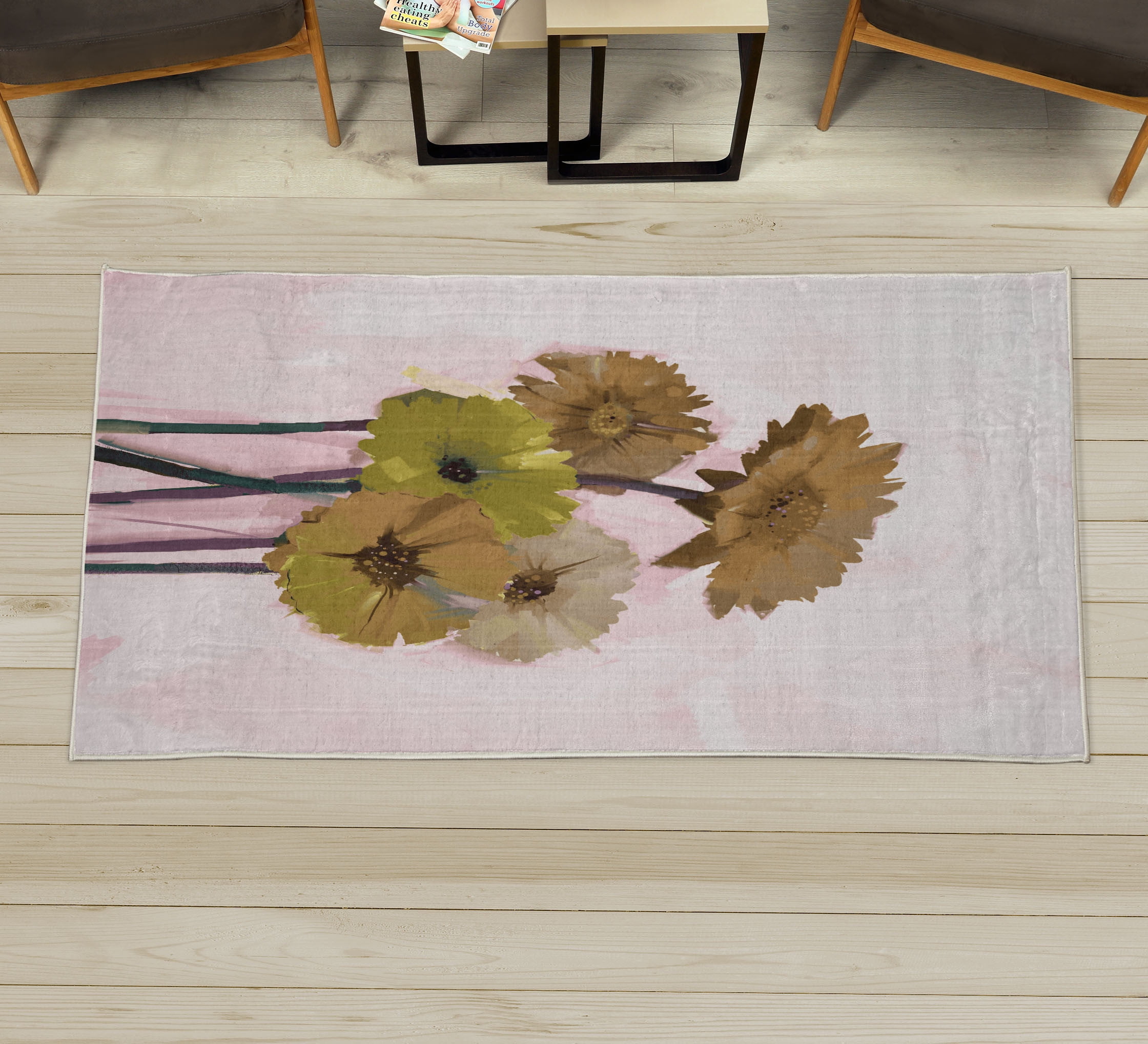 Gerber Daisy Decorative Rug, Posy of Spring Flowers Oil Painting ...