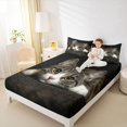 thumbnail image 4 of jejeloiu Cute Cat Animals Full Size Sheets,Gray White Kitten Bed Sheets For Girls Teens 4 Pieces, 4 of 7